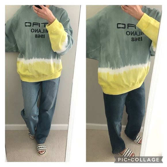Etro unisex Degrade diy tie oversized Etro Milano 1968 sweatshirt yellow sage - Picture 2 of 13